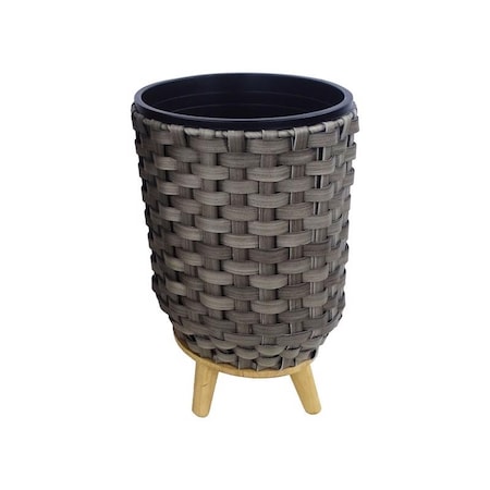 Alpine Alpine 13 in. H X 10 in. W X 10 in. D Plastic Wicker Plant Basket Gray YHL852GR-S